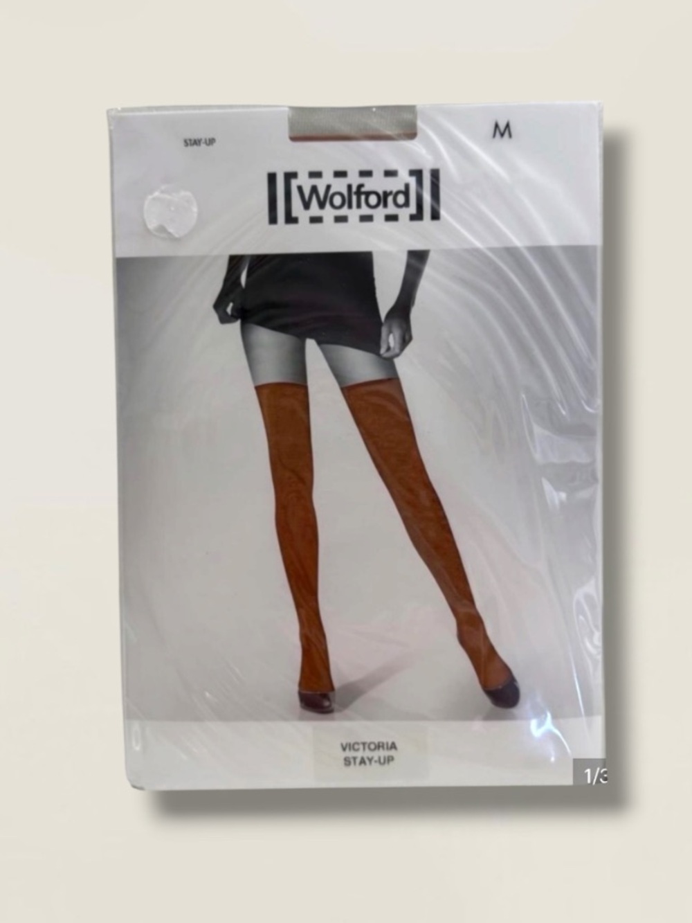New! WOLFORD VICTORIA STAY UP HONEY HOSIERY Size MEDIUM